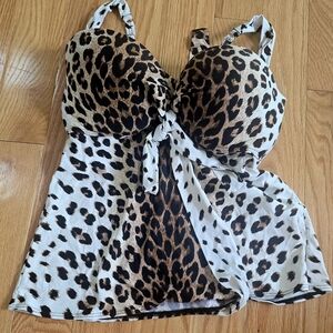 Coco Reef Leopard Print Swim Tankini Top